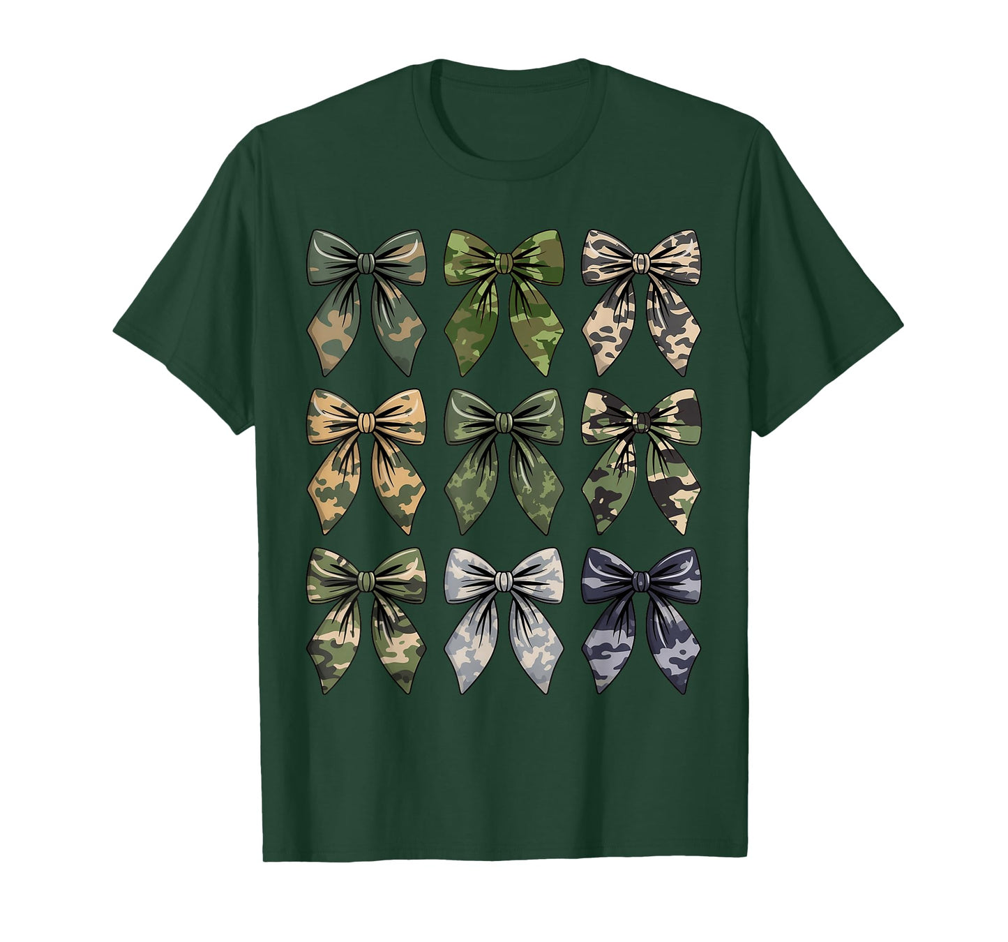 Camouflage Bow Women Girls Teens Coquette Bow Camo Hunting T-Shirt