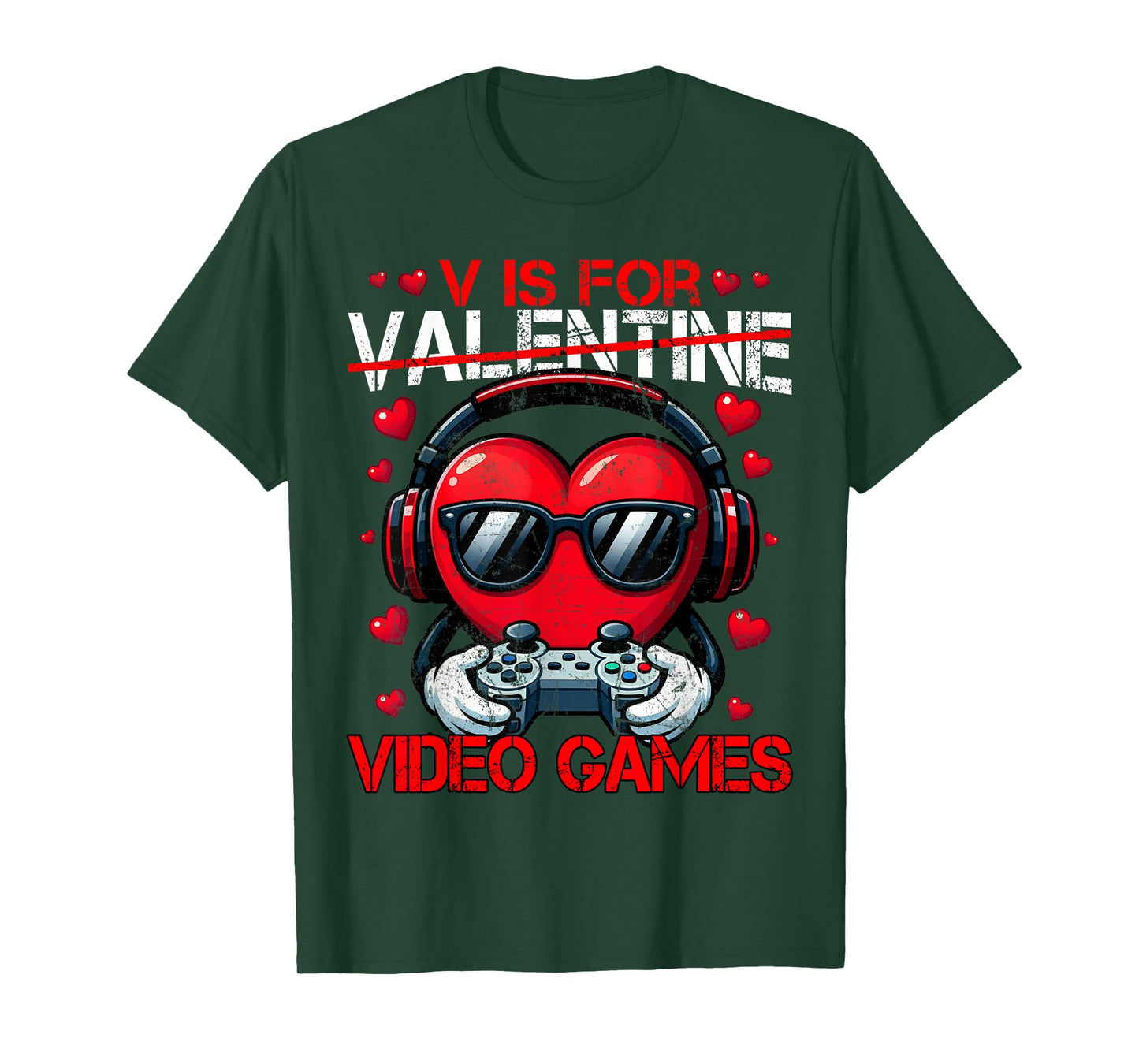V is for Valentine Video Games Heart Gaming Men Boy Kids T-Shirt