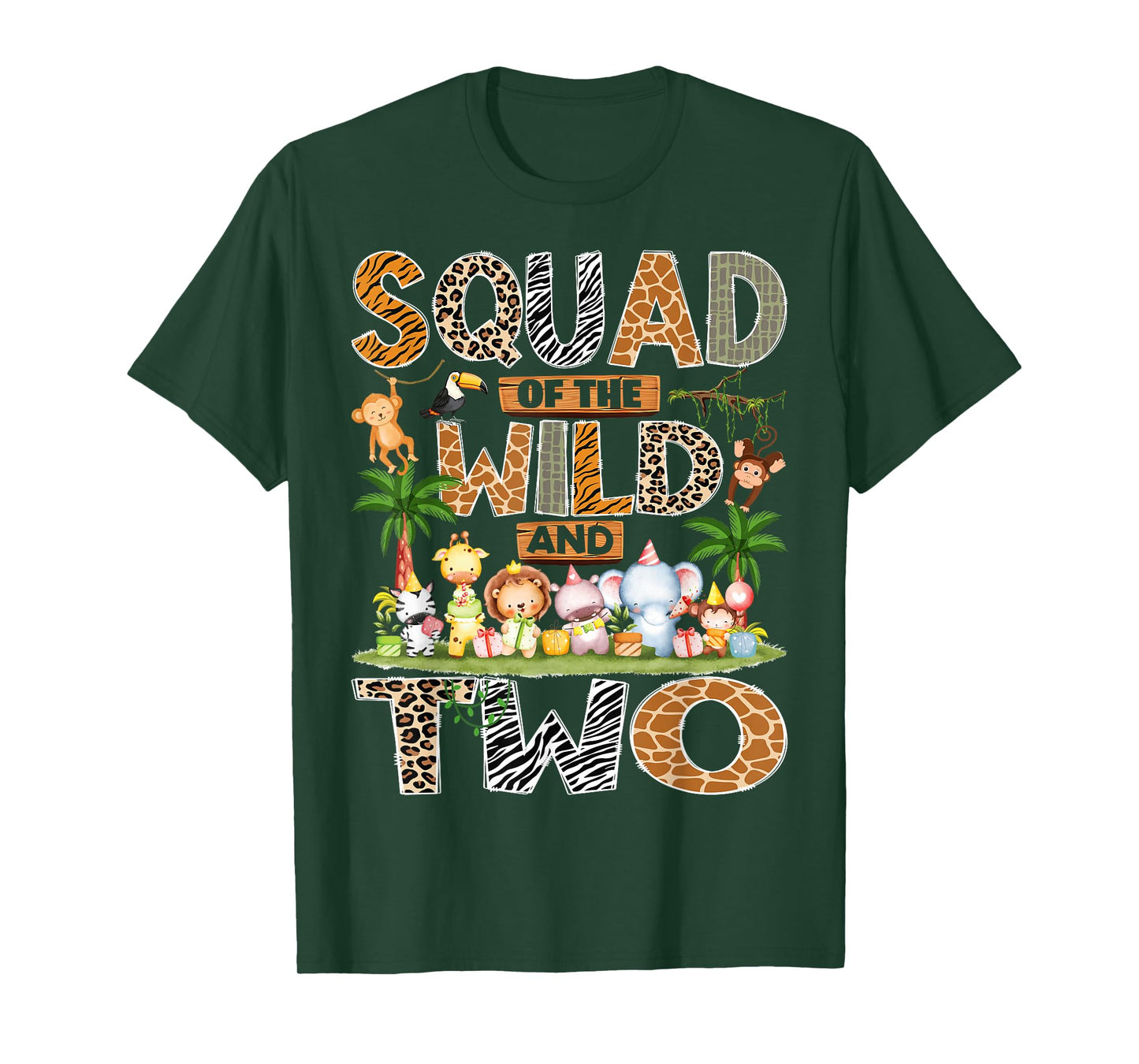 Squad of The Wild & Two 2nd Birthday Boy Safari Jungle T-Shirt