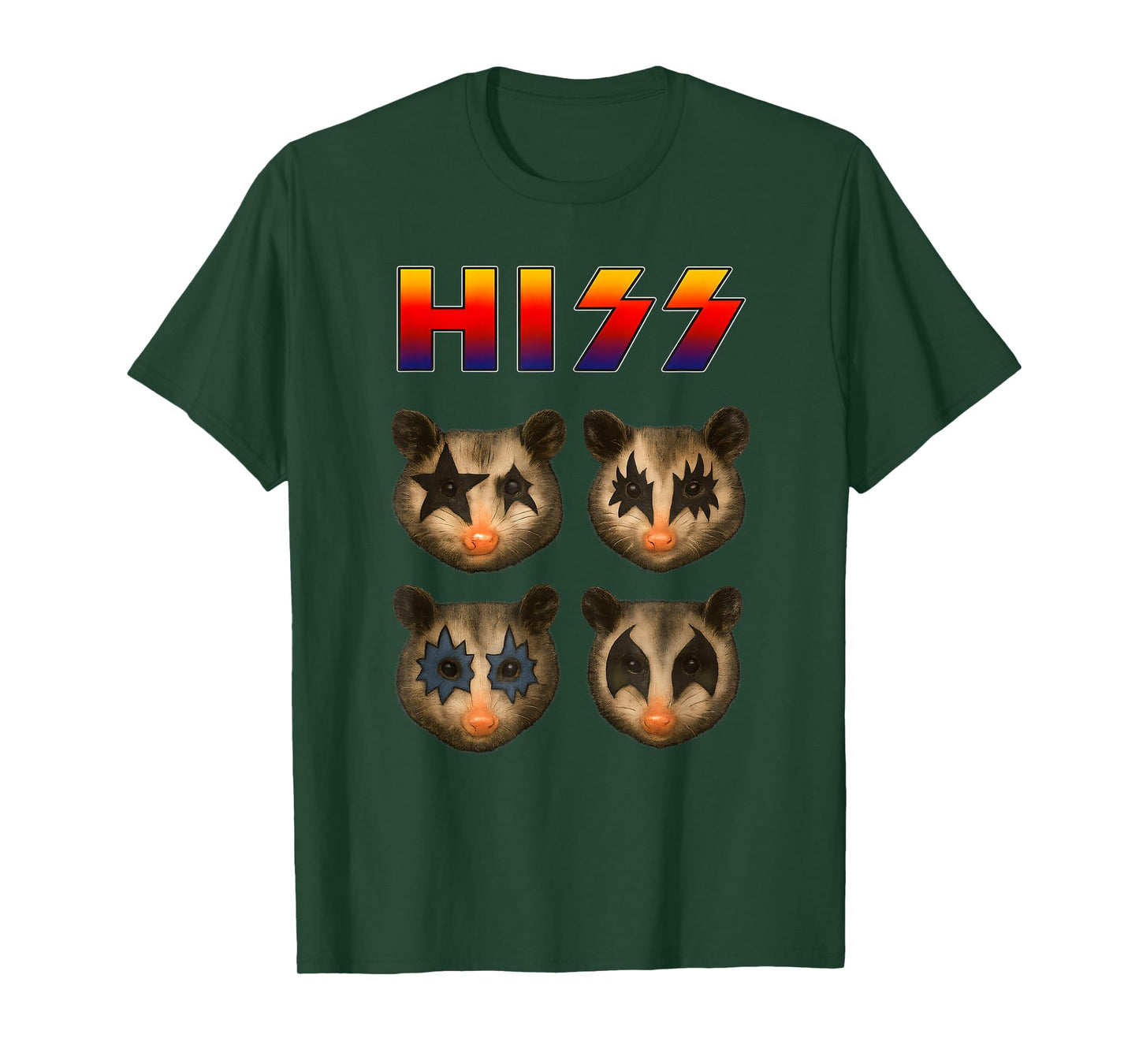 Hiss Funny Possum Kittens Rock Rocking Music Raccoons T-Shirt