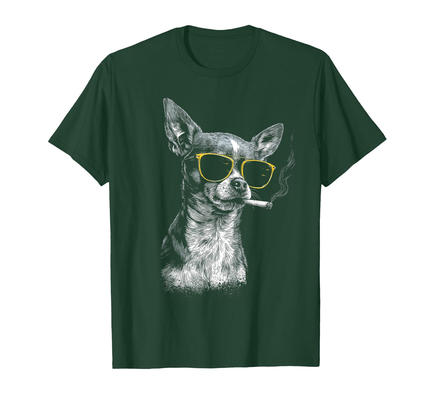 Chihuahua Smoking Cigarette Funny Dog T-Shirt