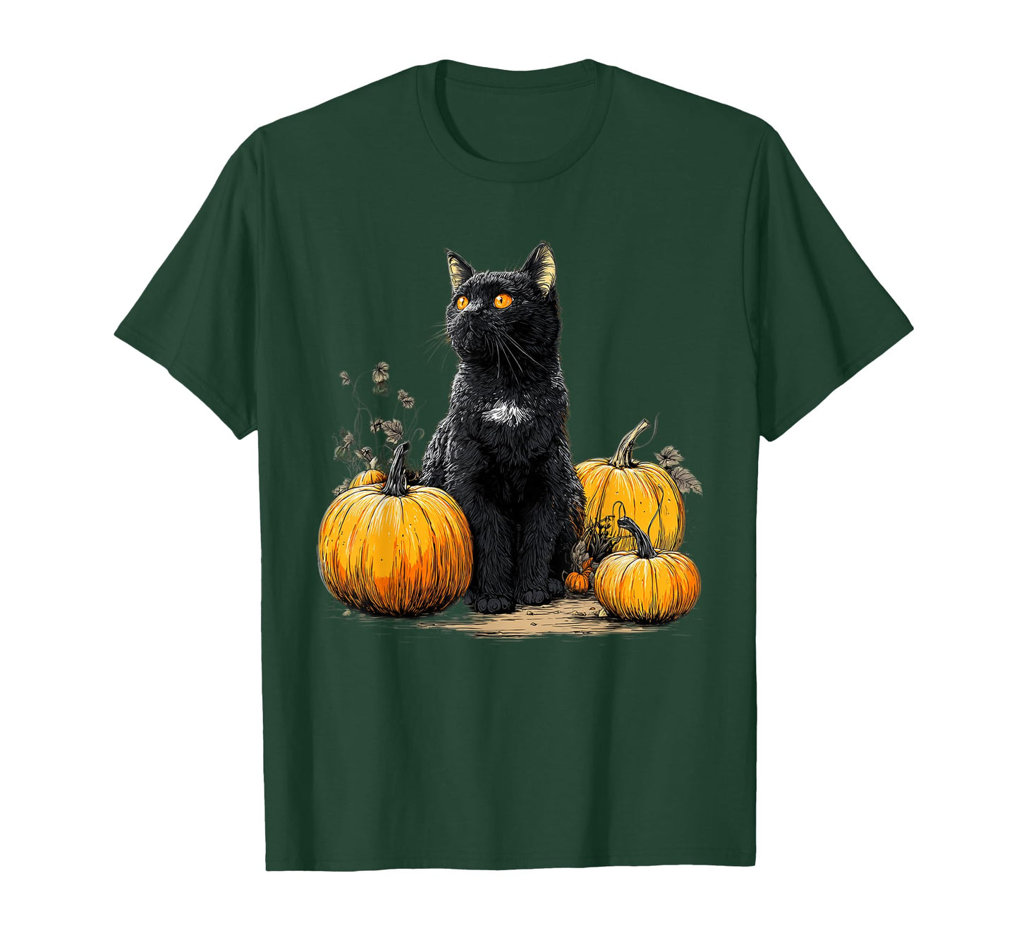 Black Cat Funny Halloween Pumpkin Cat Lover Cat Mom Dad T-Shirt