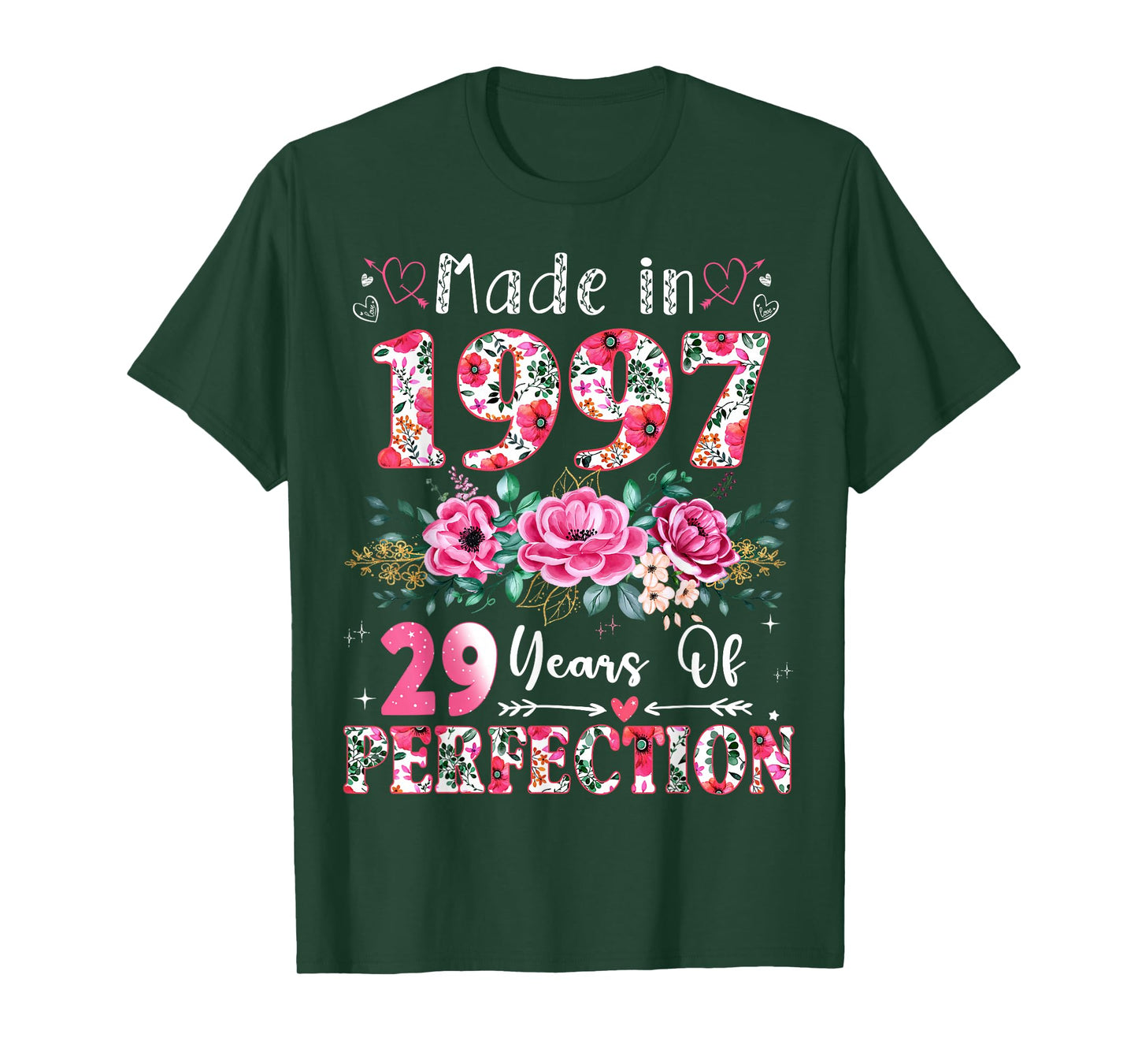 29 Year Old Made in 1997 Floral 29th Birthday Women T-Shirt