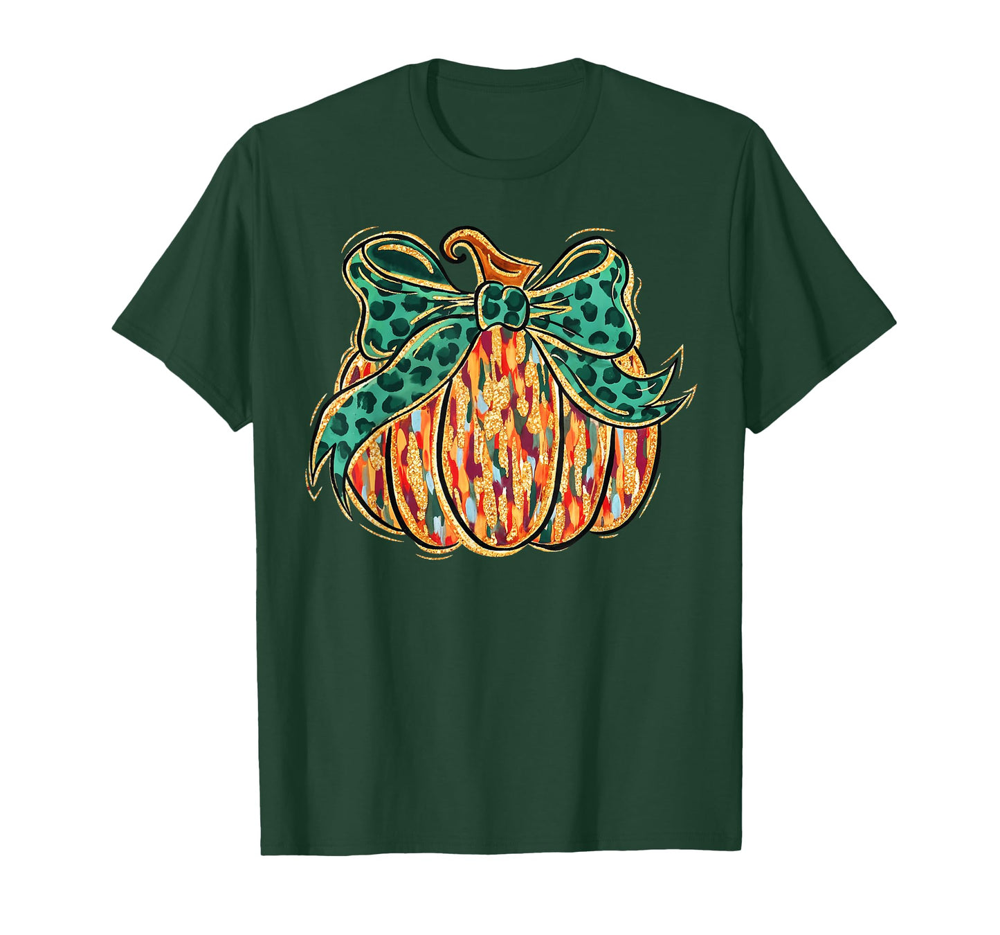 Fall Pumpkin Spice Halloween Thanksgiving Coquette Bow Girly T-Shirt