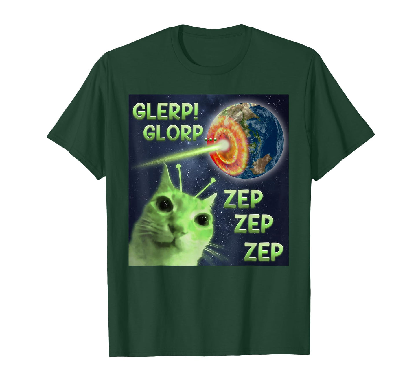 Glerp Glorp Zep Zep Zep Funny Alien Cat Meme T-Shirt