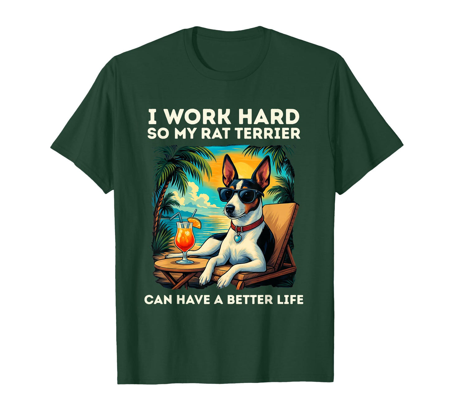 Funny Rat Terrier Dog Design I Work Hard Rat Terrier Lovers T-Shirt