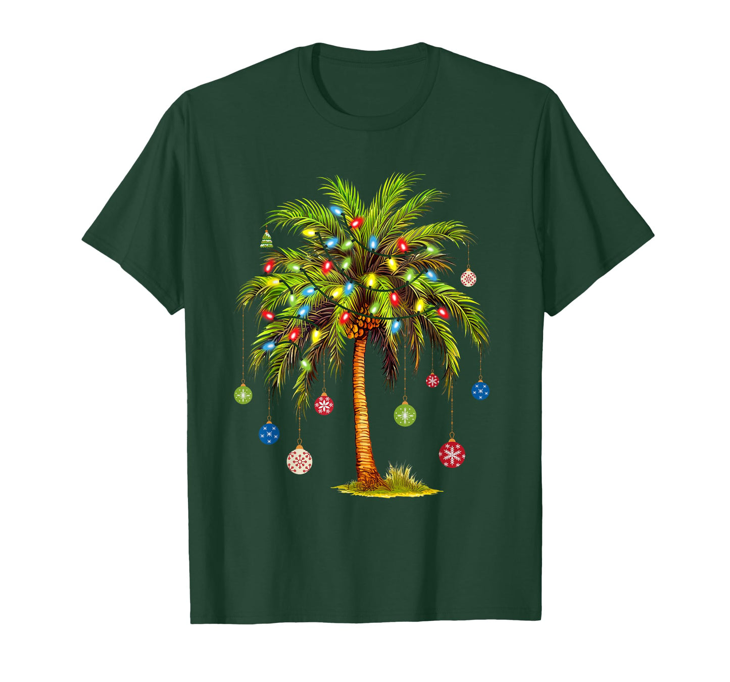 Christmas Palm Tree Light Hawaiian Tropical Xmas T-Shirt