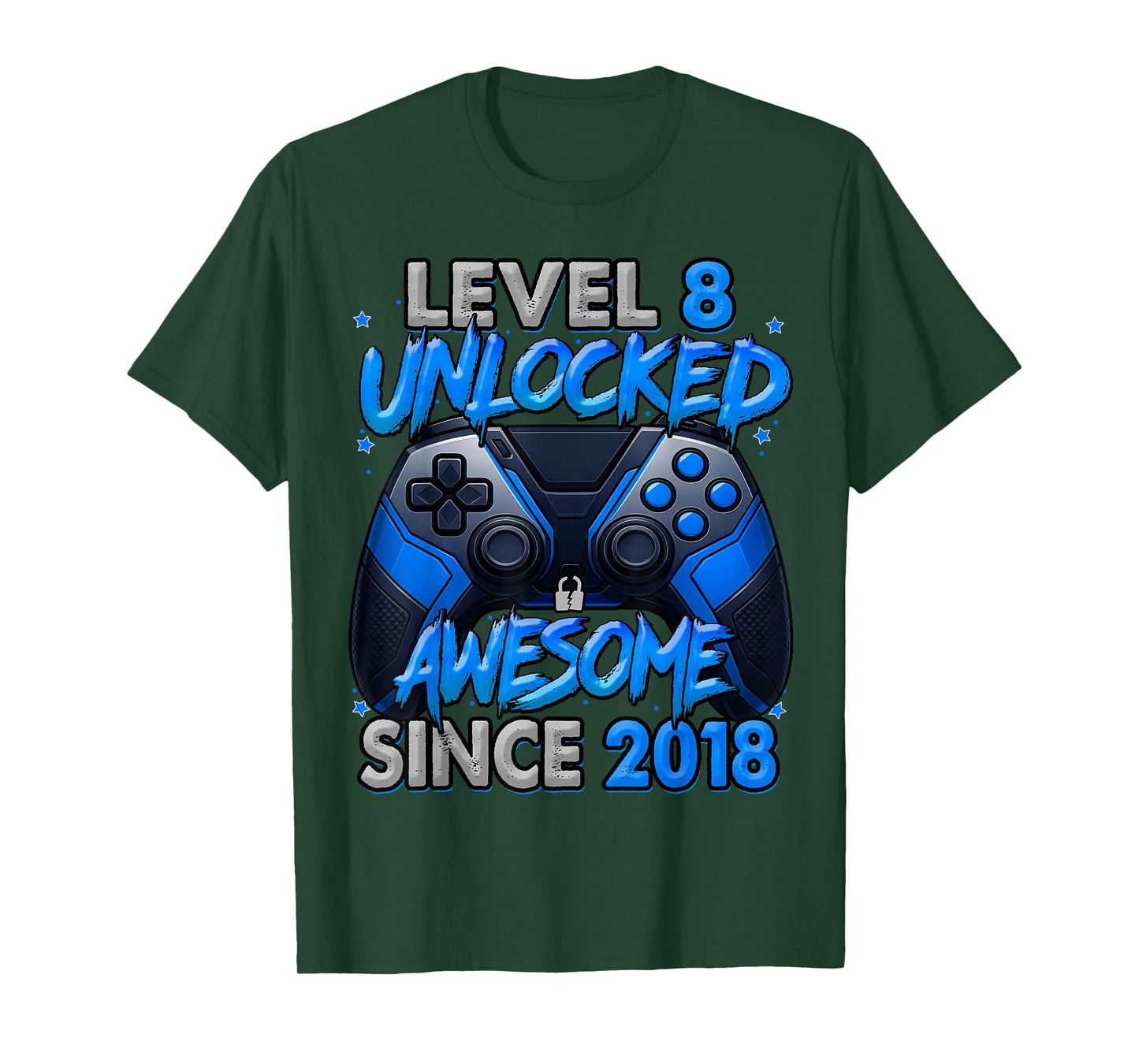 Level 8 Unlocked Awesome Since 2018 8th Birthday Gaming T-Shirt