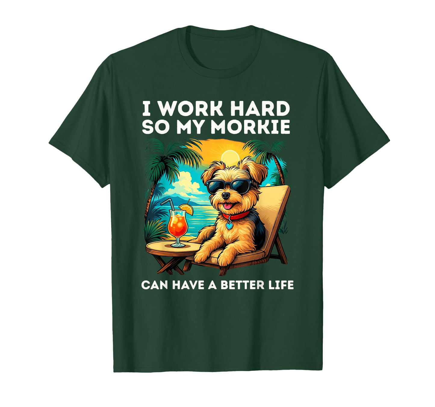 Morkie Lover I Work Hard Design Funny Morkie Dog T-Shirt