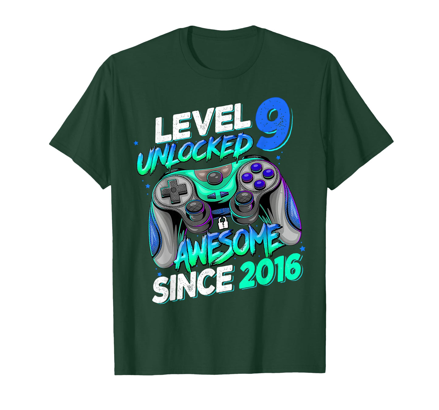 Level 9 Unlocked Awesome Since 2016 9th Birthday Gaming T-Shirt