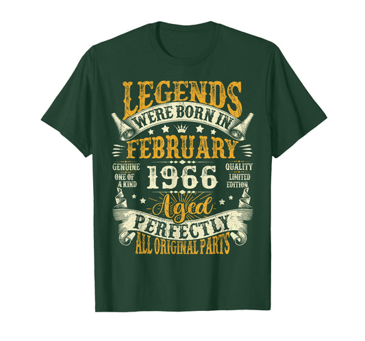 Legends were Born in February 1966 Vintage 60th Birthday Men T-Shirt
