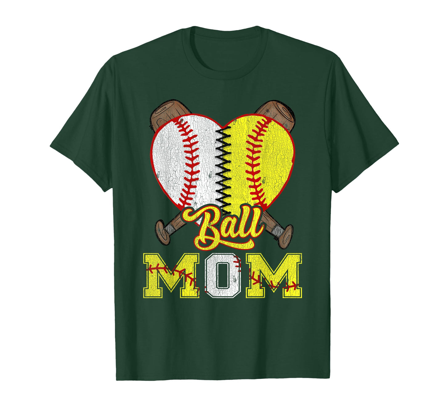 Mom Of Both Ball Mom Half Softball Half Baseball T-Shirt