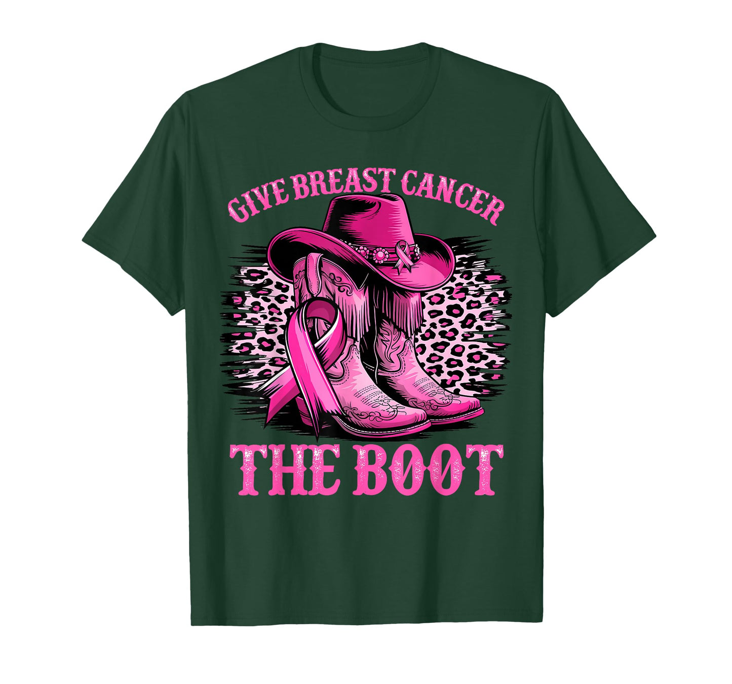 Cowgirl Western Give Breast Cancer The Boot Pink Ribbon T-Shirt