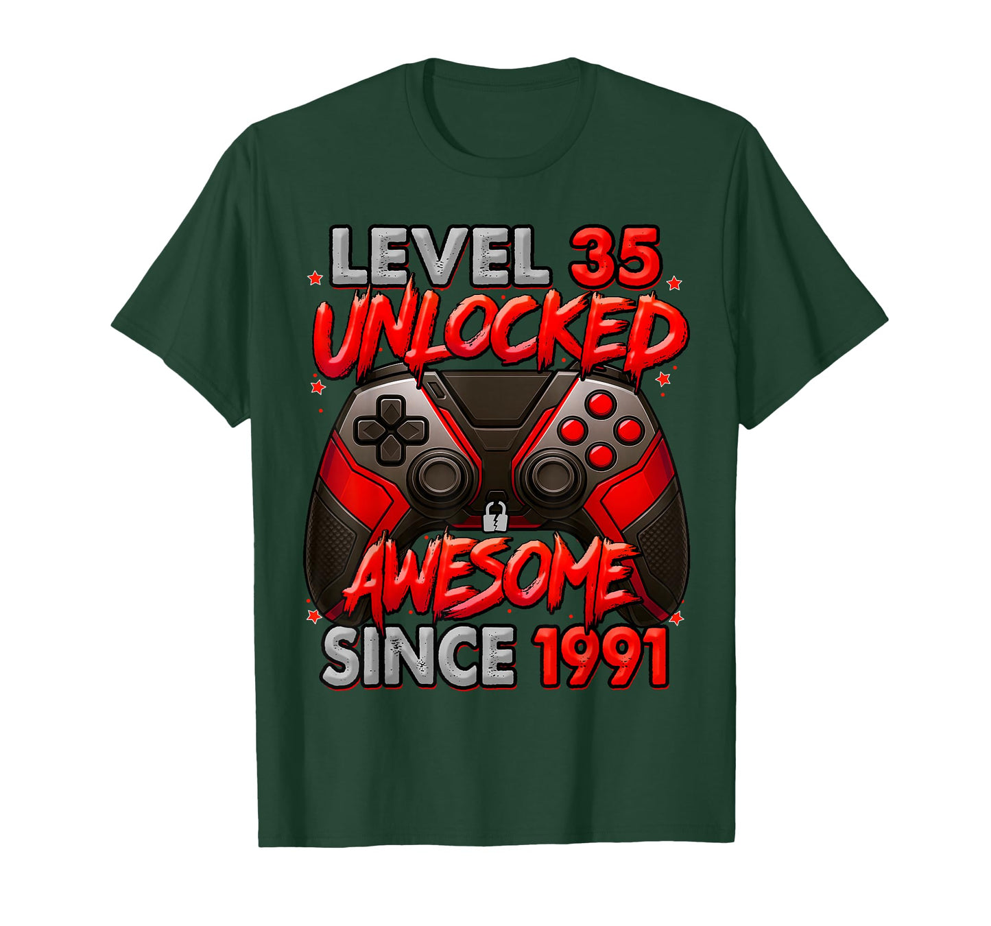 Level 35 Unlocked Awesome Since 1991 35th Birthday Gaming T-Shirt