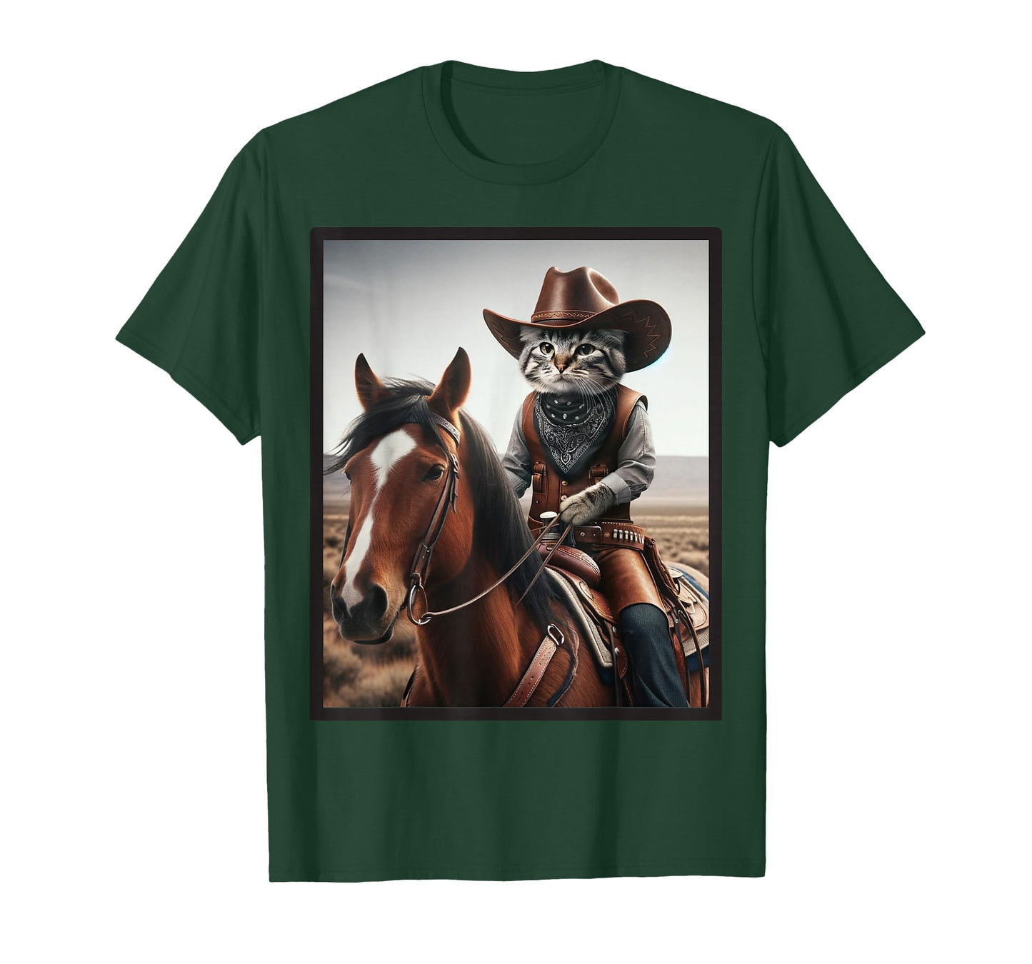Cat Cowboy Funny Cats Kitten Riding Horse Cowboy Hat T-Shirt
