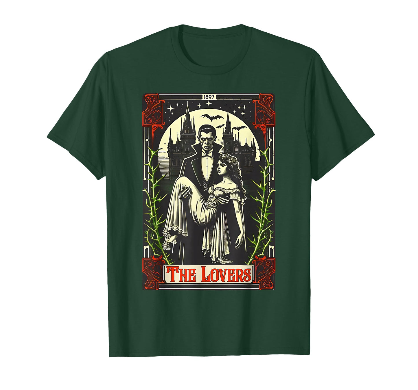 Vampire Monster Dracula and Bride The Lovers Tarot Card Tees T-Shirt