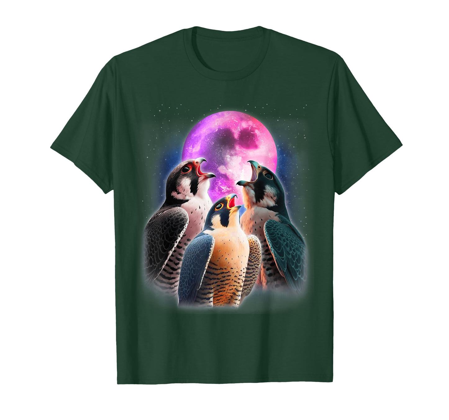 3 Peregrine Falcon Howling At The Moon Funny Hawk Bird Lover T-Shirt