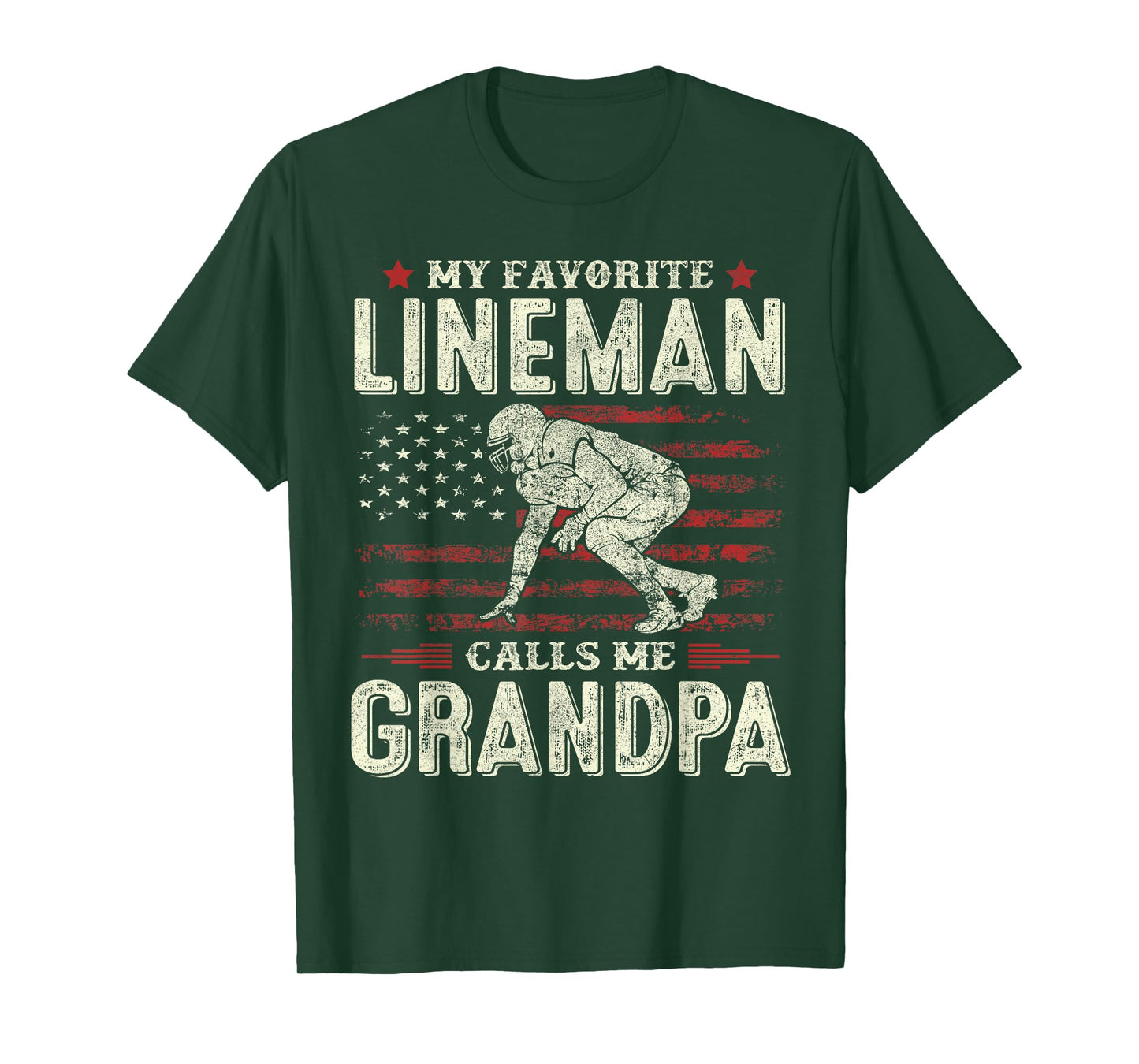 Father's Day Favorite Lineman Calls Me Grandpa Flag Football T-Shirt