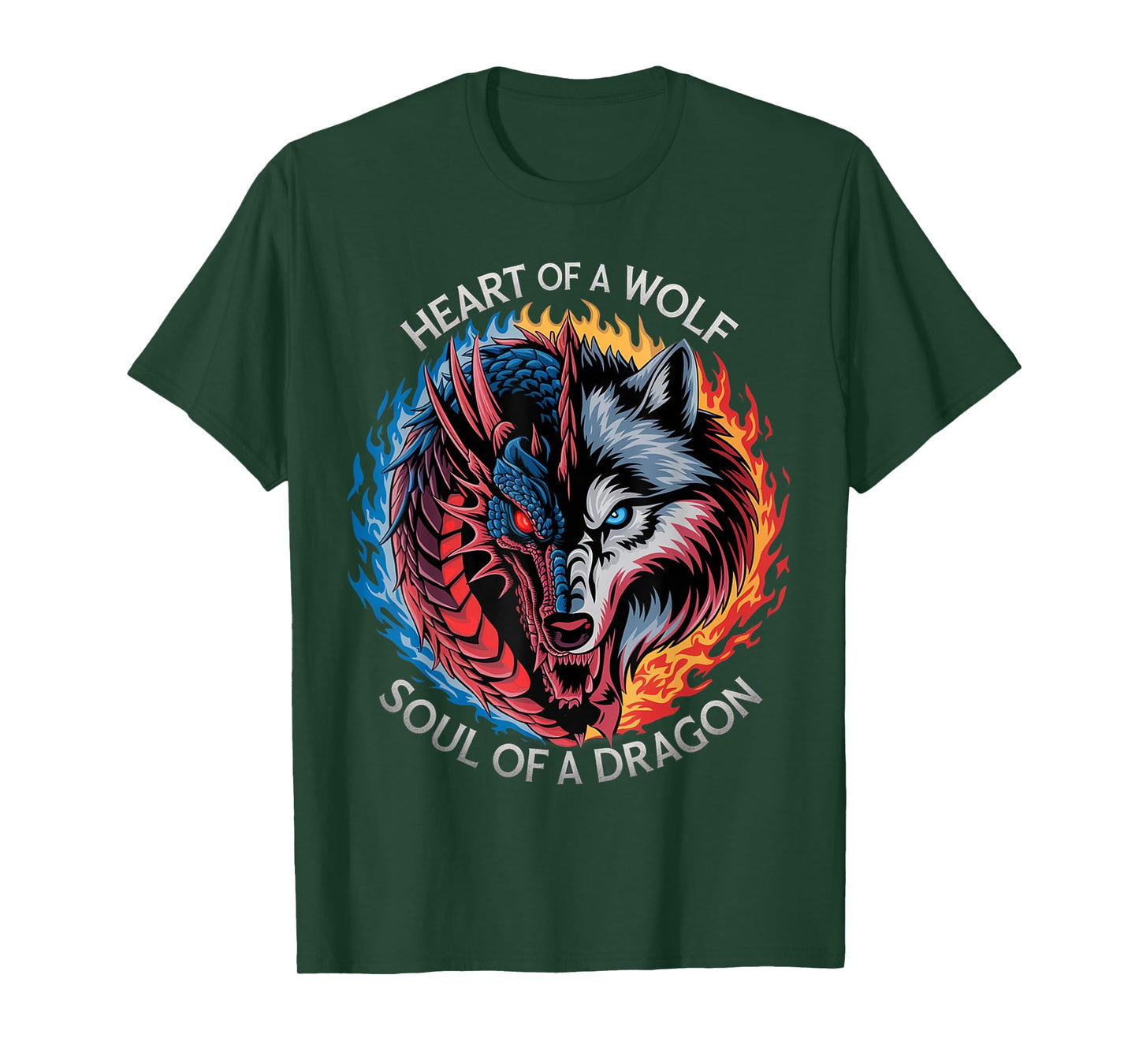 Heart Of A Wolf Soul Of A Dragon Lover Warrior Men Women T-Shirt