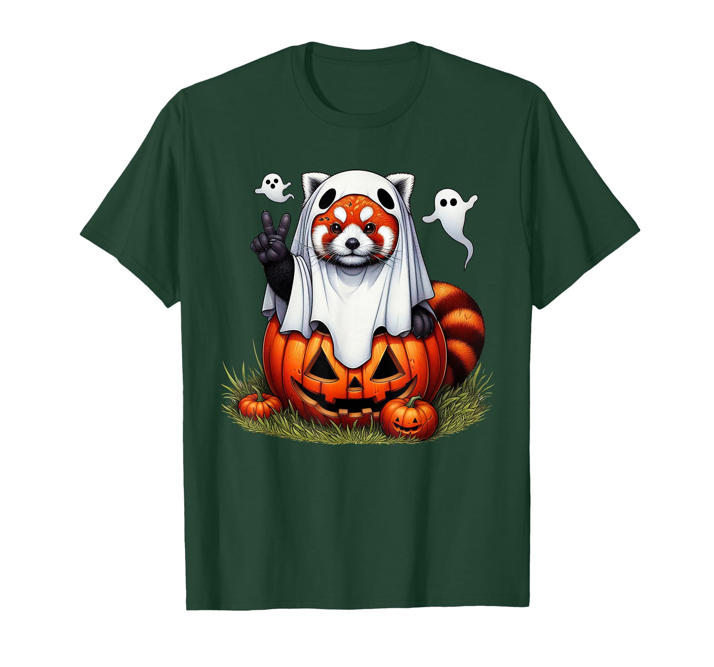 Funny Red Panda Ghost Boo Halloween Womens Mens Kids T-Shirt