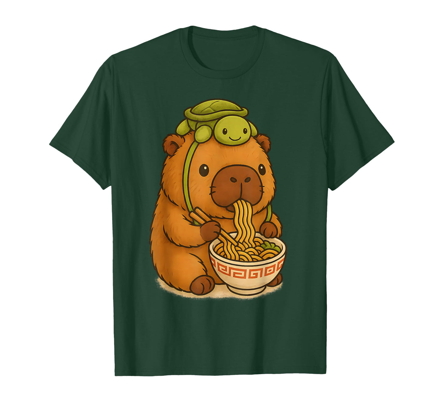Capybara Anime Ramen Turtle Funny Graphic Kawaii Capibara T-Shirt
