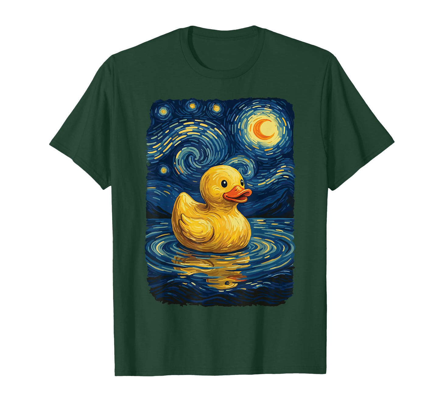 Starry Night Rubber Ducky Art Van Gogh Cute Duckling Lover T-Shirt