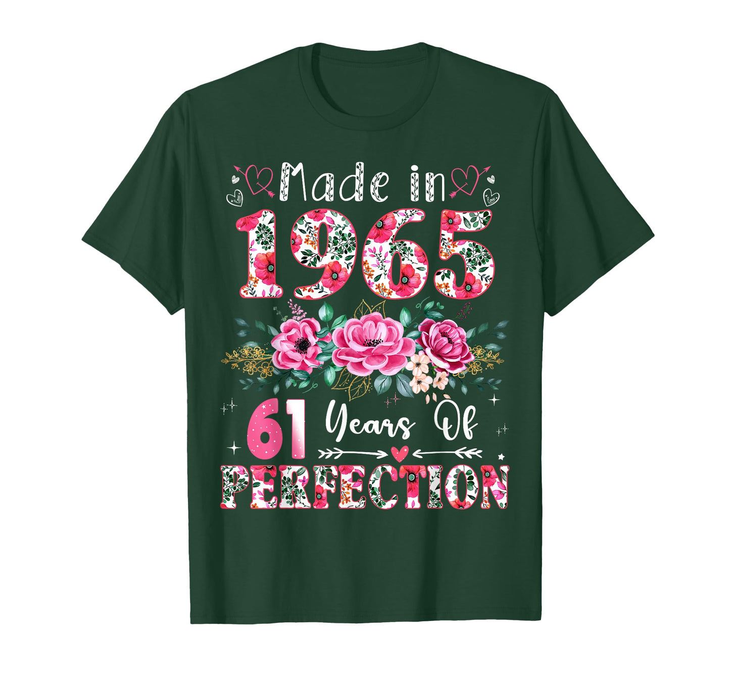 61 Year Old Made in 1965 Floral 61th Birthday Women T-Shirt
