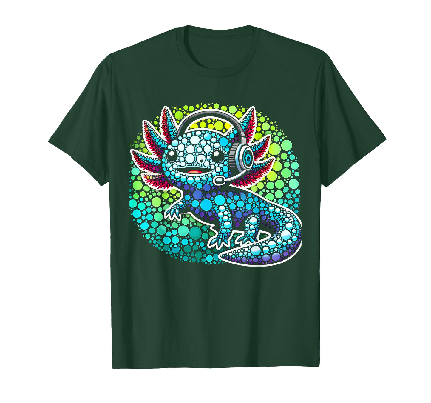 Gamer Axolotl Polka Dot Video Games Day Headphone Boys Youth T-Shirt