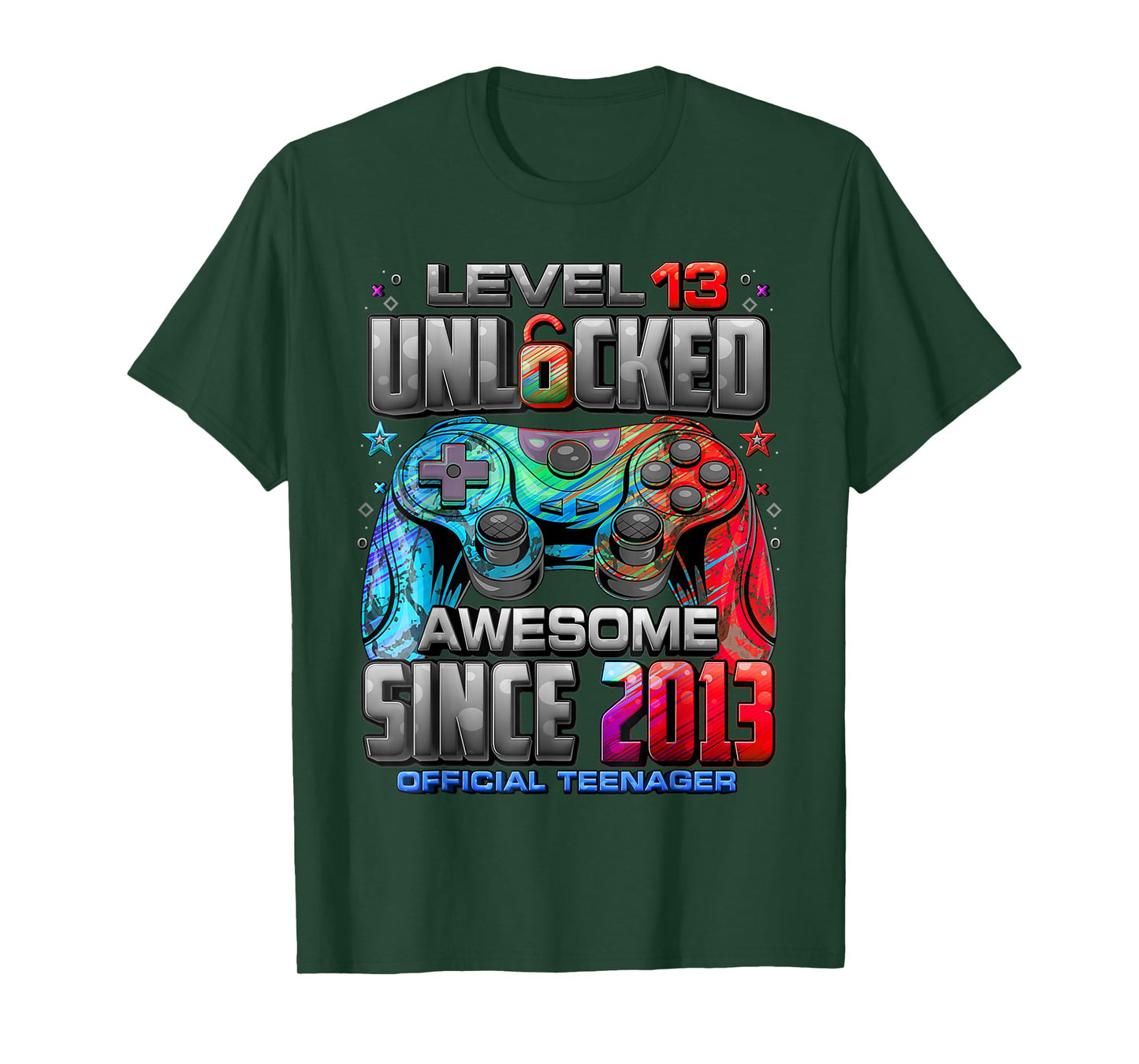 Level 13 Unlocked Awesome Since 2013 13th Birthday Boy Gamer T-Shirt