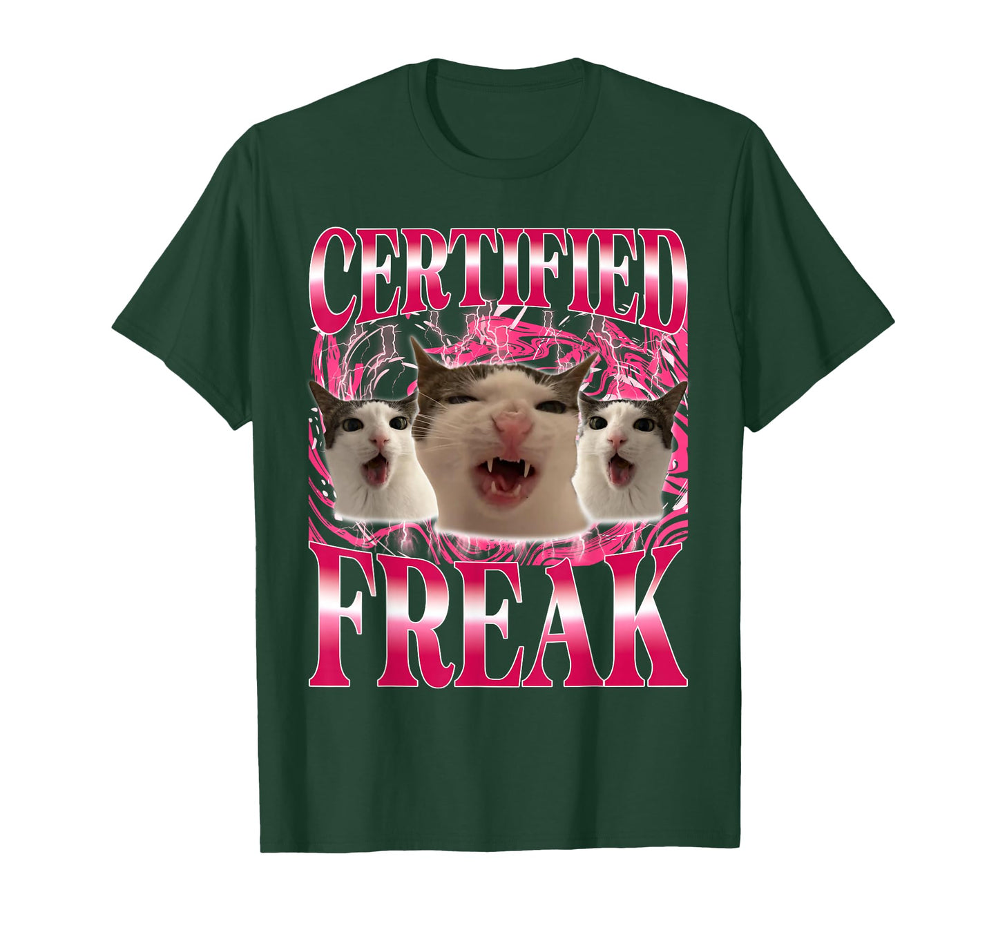 Certified Freak Eat Cement Cursed Cat Funny Cat Meme T-Shirt