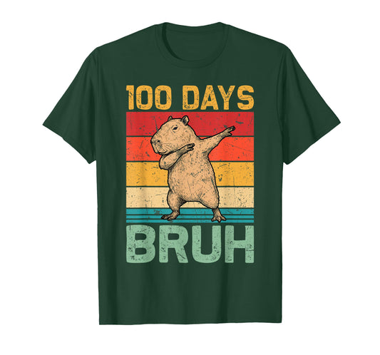 100 Days Bruh Capybara 100 Days of School for Boys Kids T-Shirt