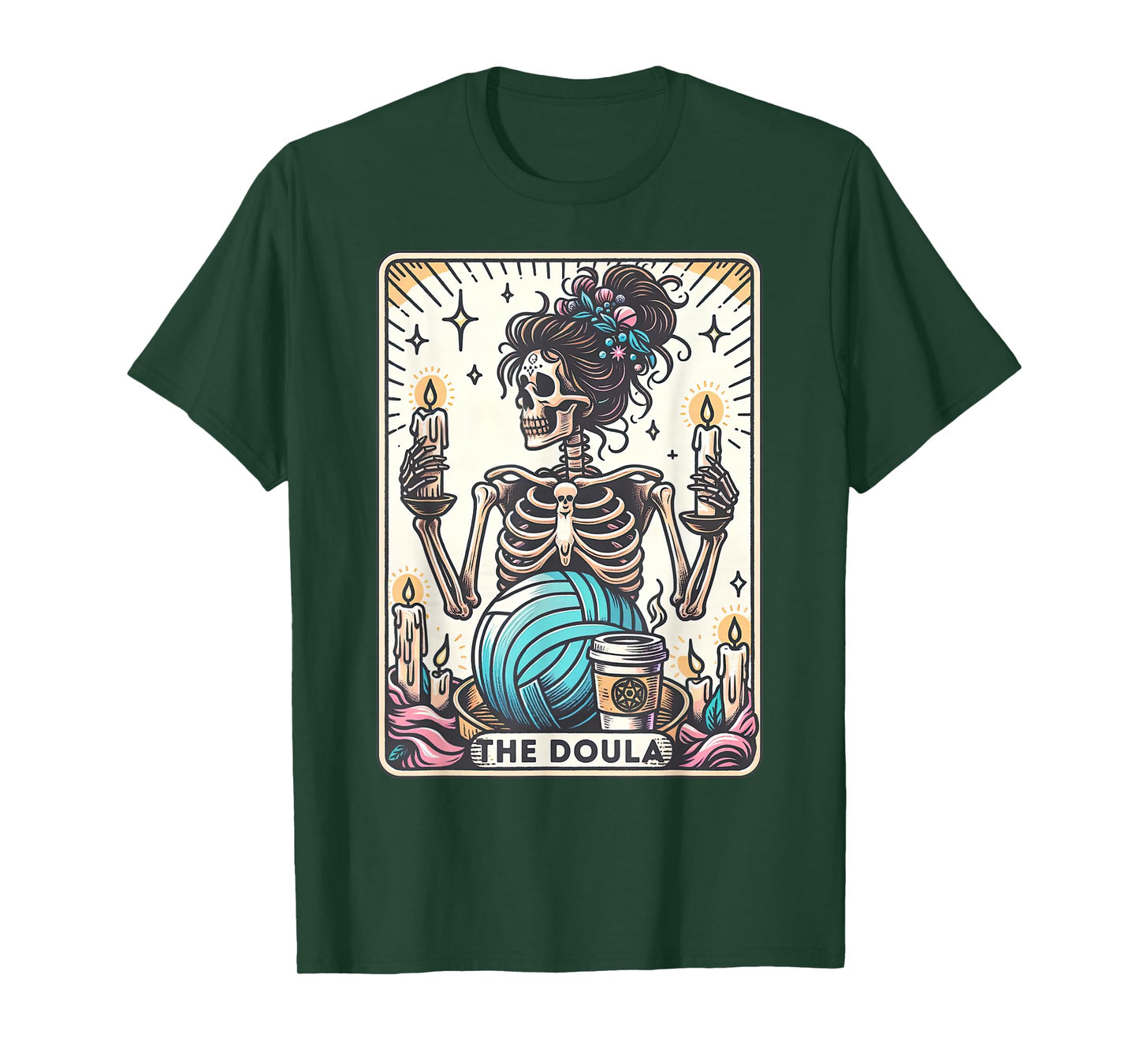 Doula Tarot Card Skeleton Midwife Birth Worker Postpartum T-Shirt