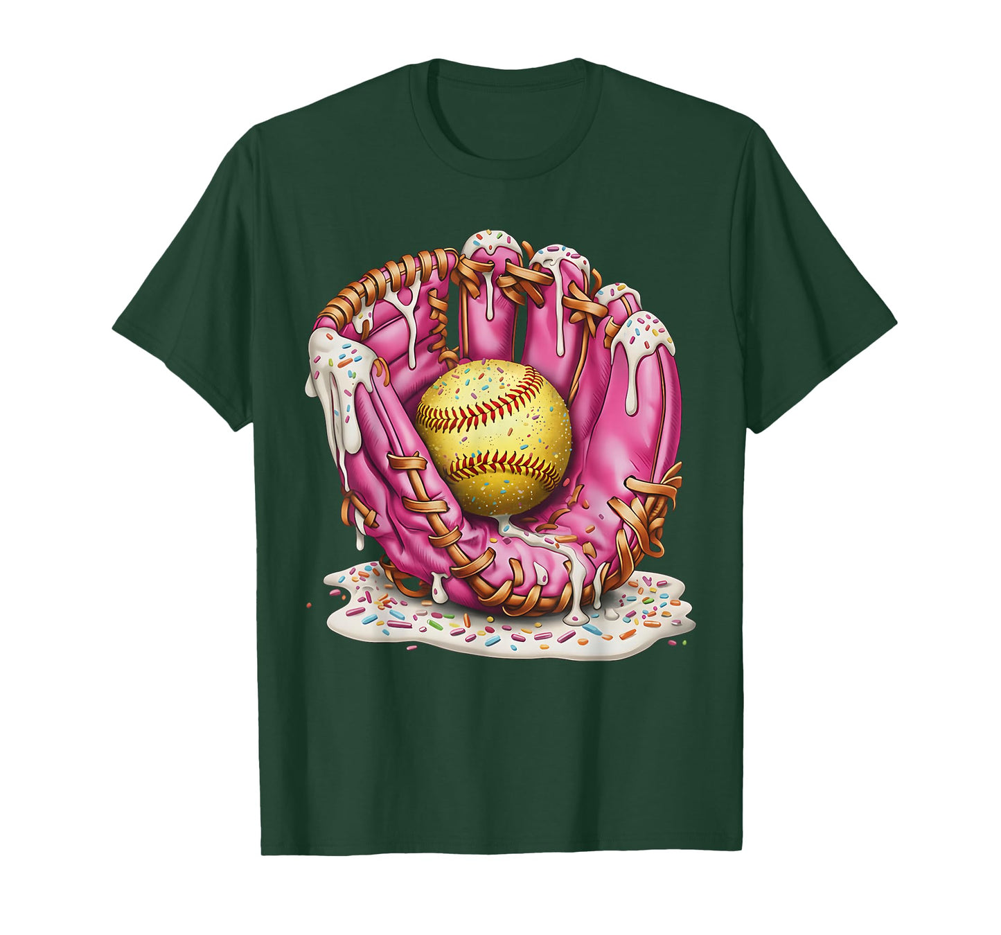 Softball Drip Ice Cream Sprinkles Softball Glove Game Day T-Shirt