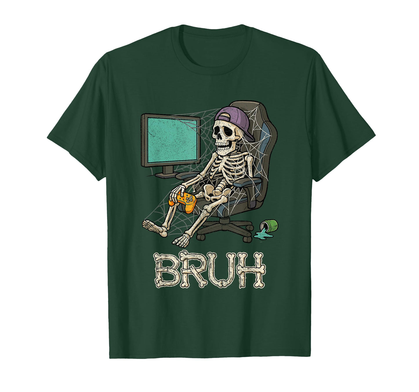 Funny Gamer Skeleton Gamer Teen Boys Video Gaming Bruh T-Shirt