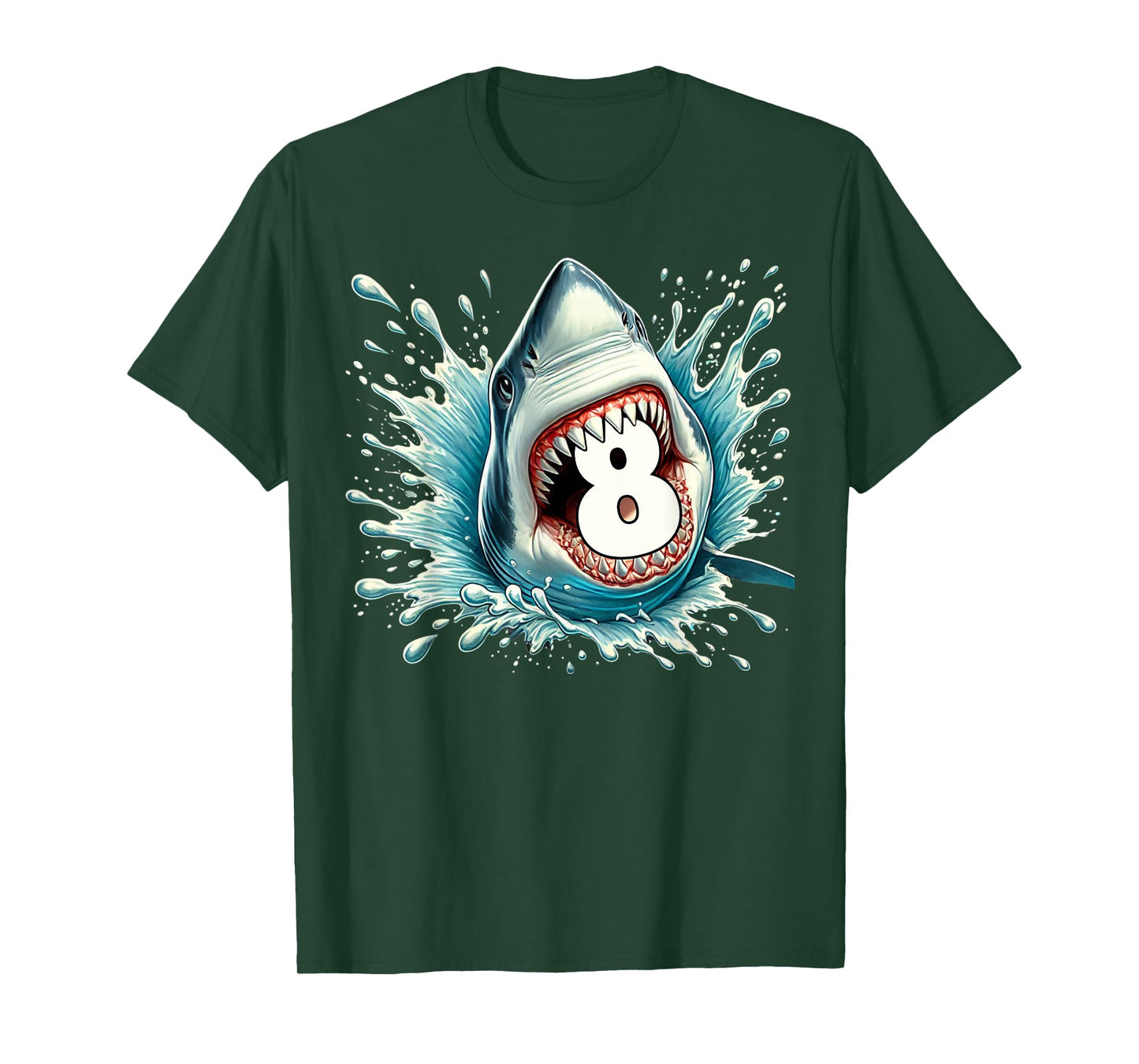 Funny 8th Birthday Eight Years Old Bday Shark Lover T-Shirt