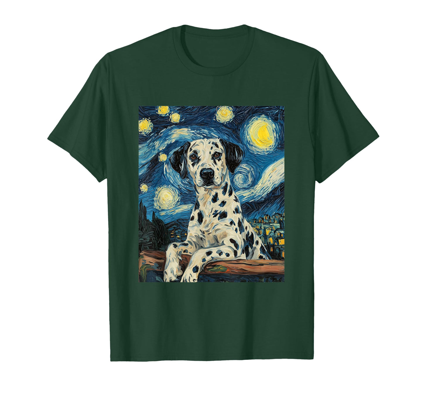 Cute Dalmatian Dog Doggy - Van Gogh Style - Starry Night Men Women Girls Kids T-Shirt