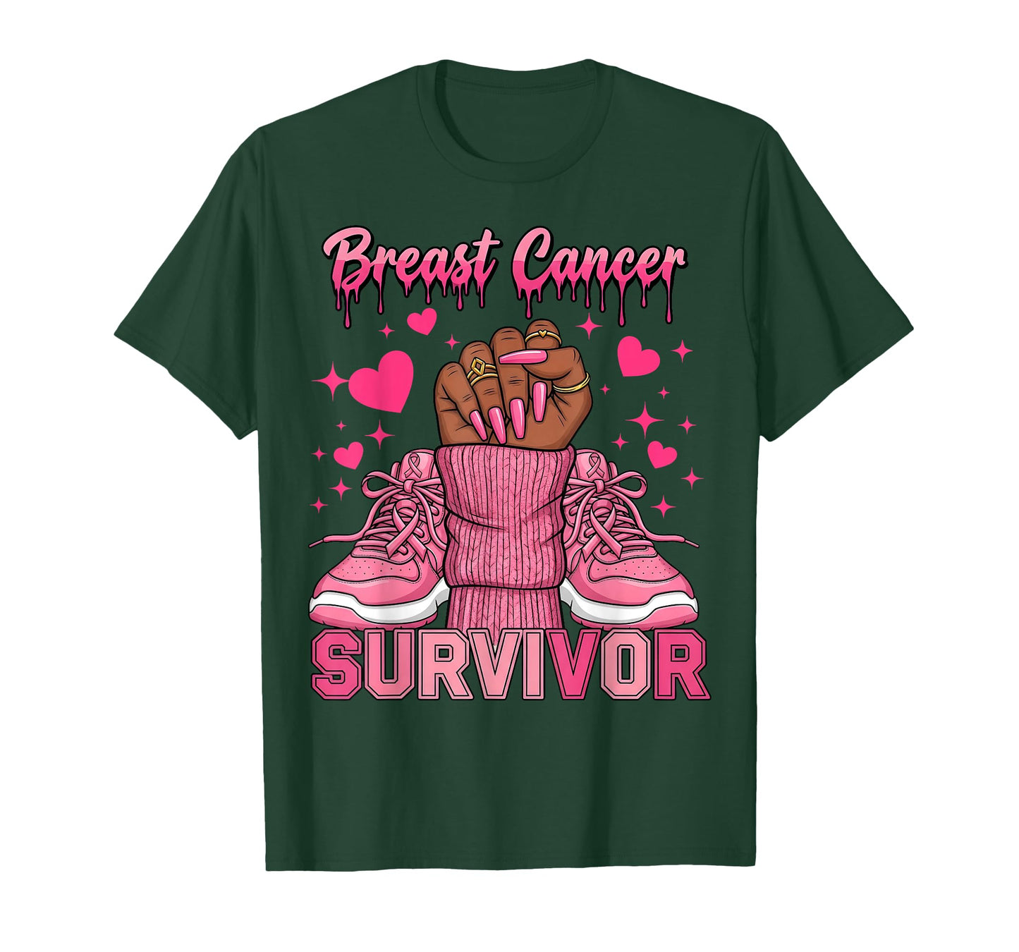 Breast Cancer Awareness Warrior Black Women Melanin Survivor T-Shirt