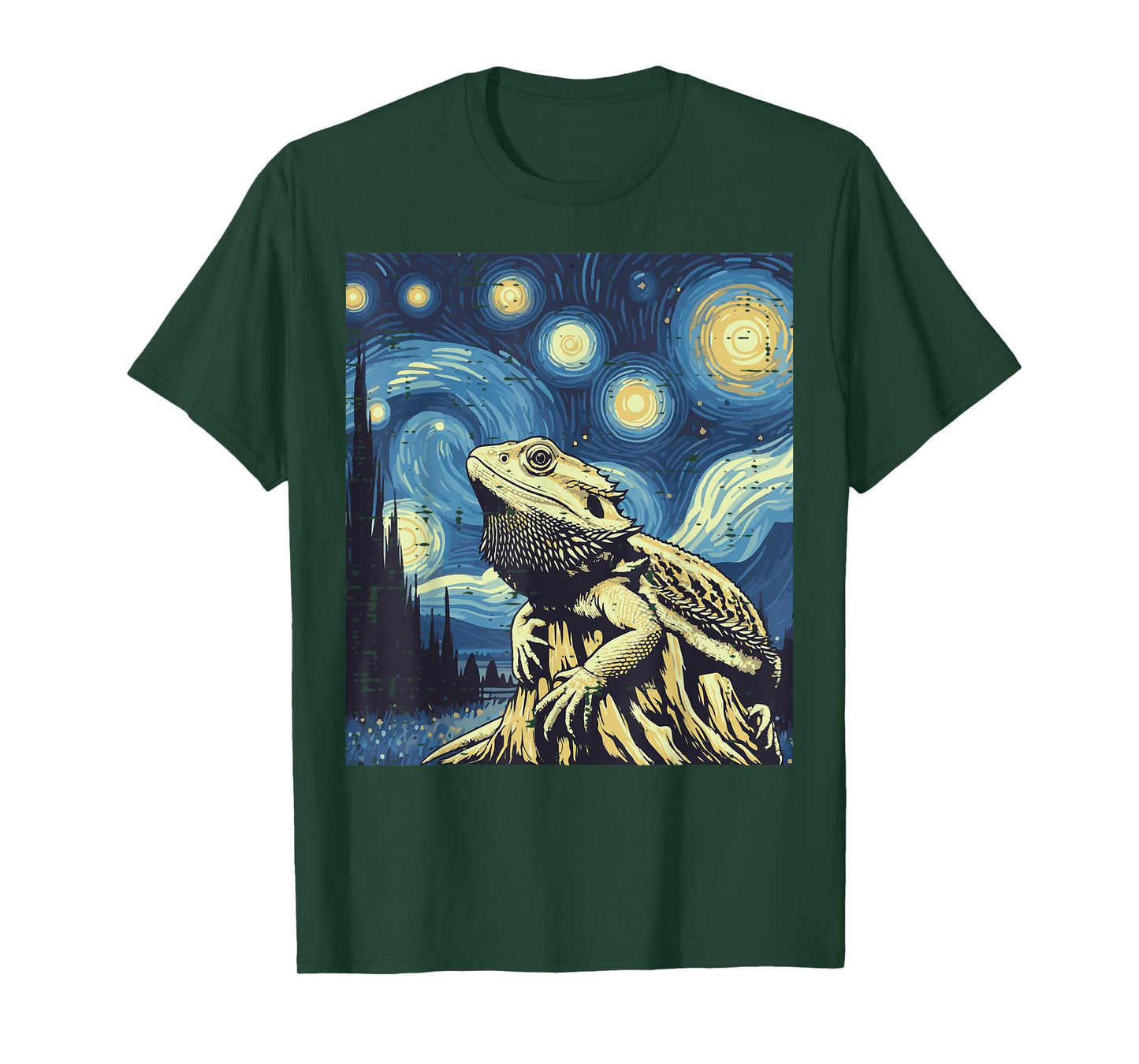 Bearded Dragon Starry Night Funny Beardie Art Men Women Kids T-Shirt