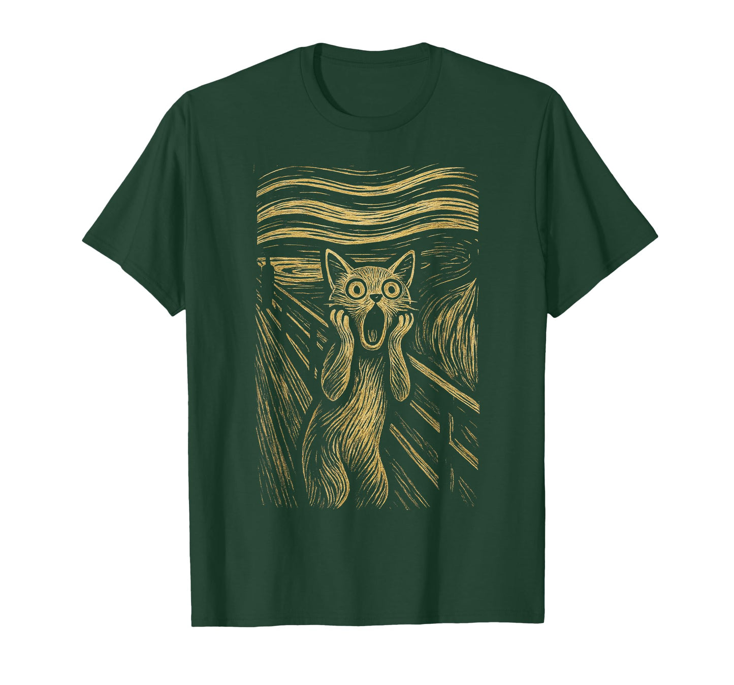 The Scream Funny Cat Grunge Painting by Munch Graphic Art T-Shirt