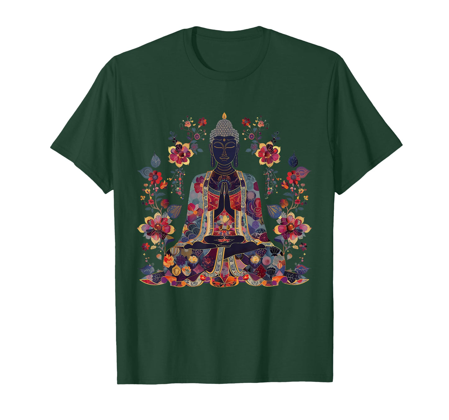 Buddha Floral Vintage Flower Yoga Buddhism Yogi Buddhist T-Shirt