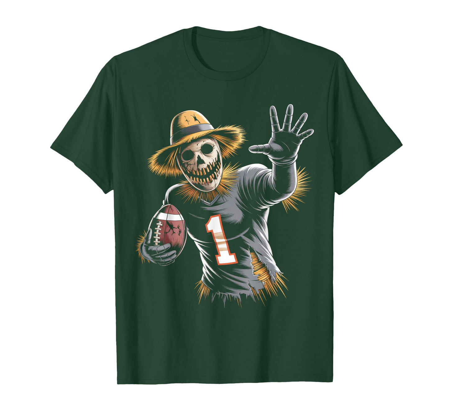 Scarecrow Halloween Fall Game Day Football T-Shirt