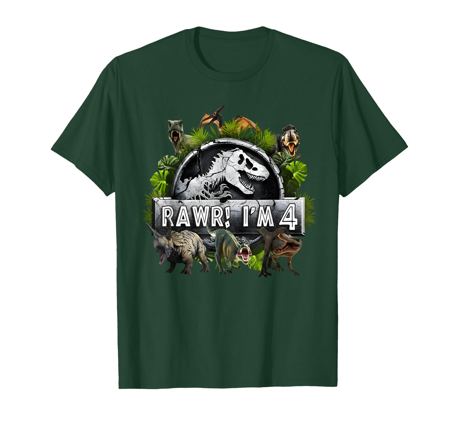 Rawr I'm 4 4th Birthday T Rex Dinosaur Funny Party Boys Kids T-Shirt