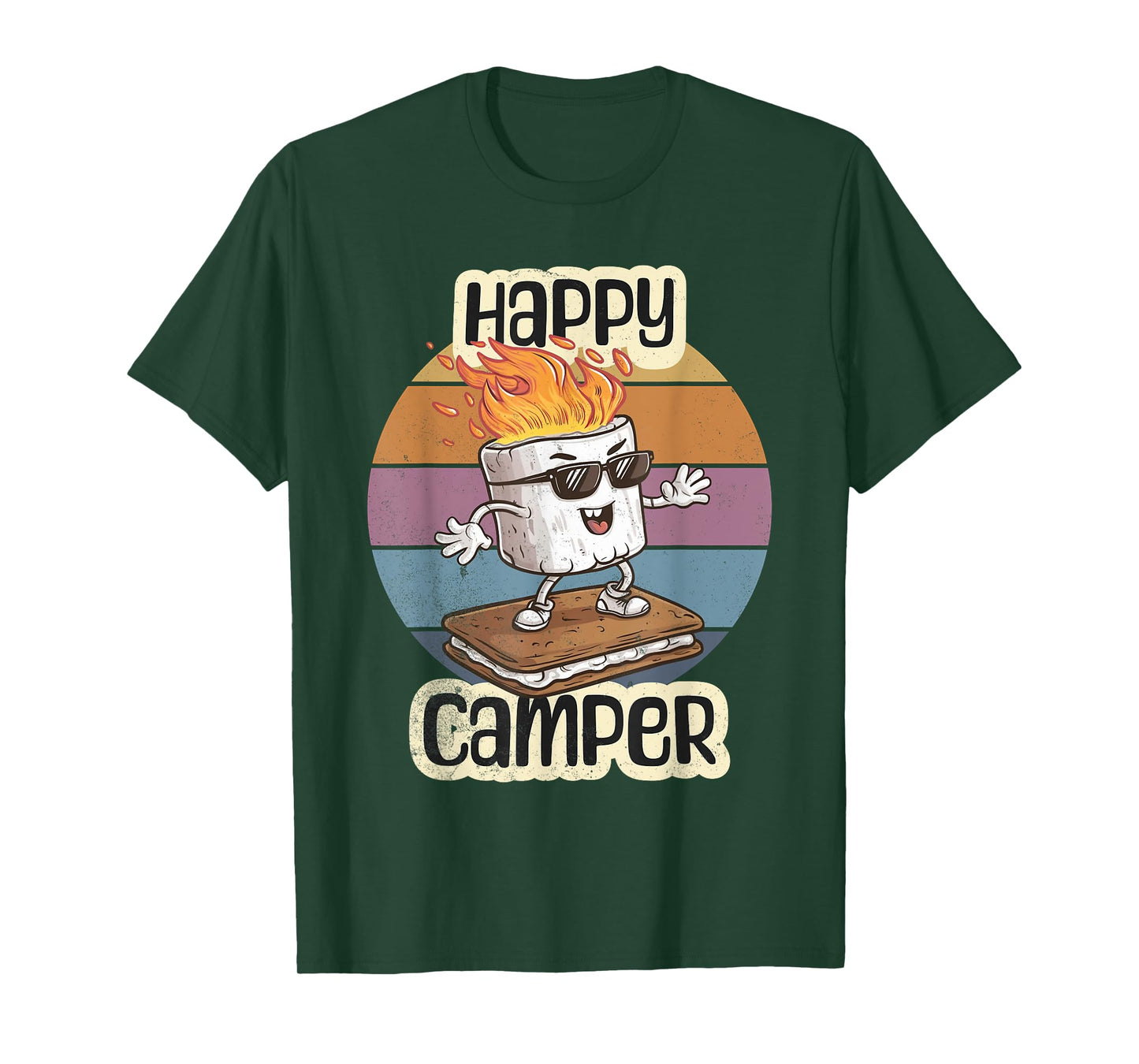 Happy Marshmallow Camper Cute Girls Kids Camp Camping Smores T-Shirt