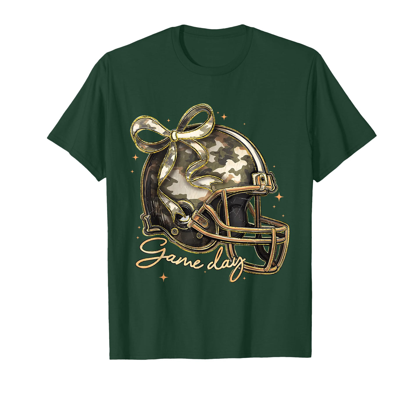 Touchdown Football Game Day Thanksgiving Camo Coquette Bow T-Shirt