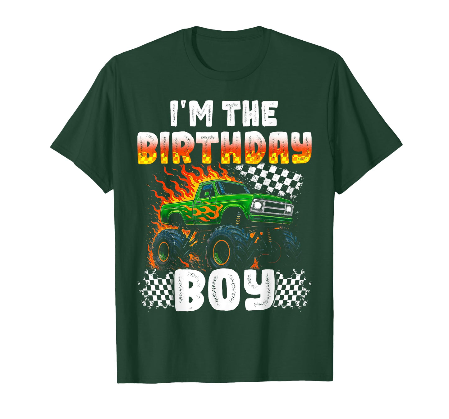 Funny I'm the Birthday Boy Monster Truck Birthday Men Kids T-Shirt