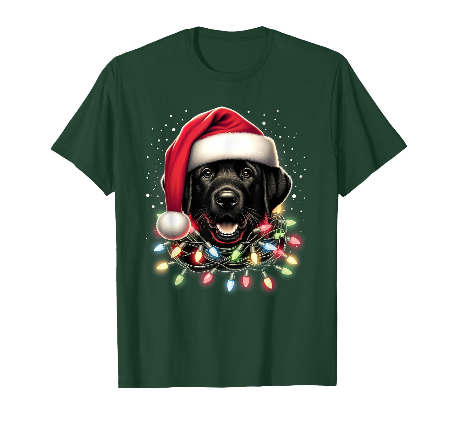 Black Lab Labrador Christmas Tree Light Pajama Dog Xmas T-Shirt for Men Women Kids