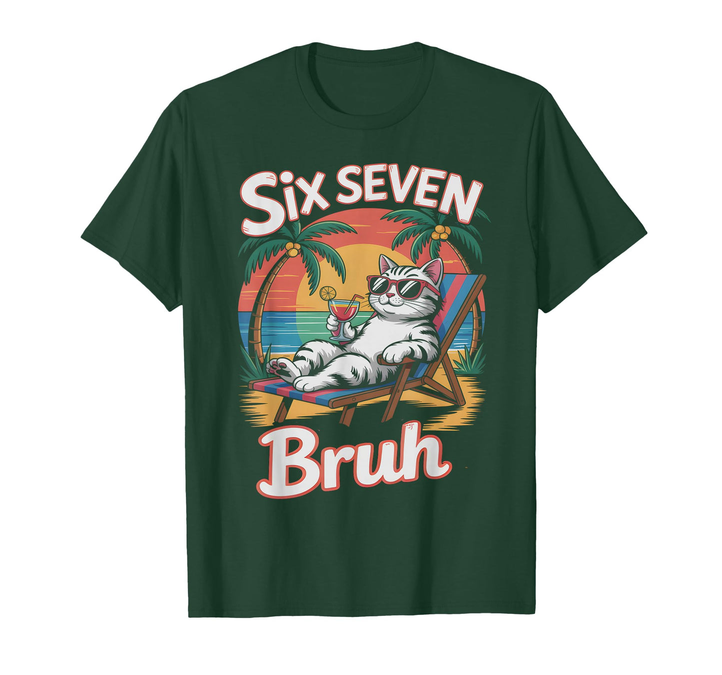 Keep Calm 67 Bruh Cat Vacation Cruise Trip Joke Gen Alpha Z T-Shirt