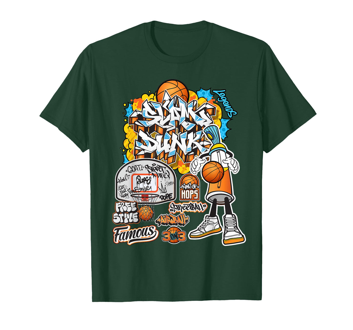 Cool Basketball Graffiti Style Illustration Graphic Designs T-Shirt