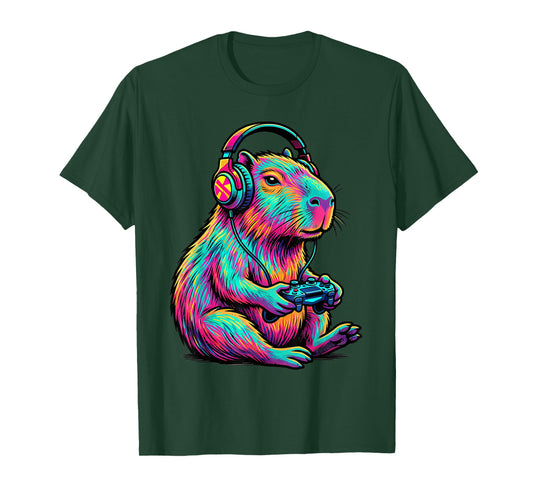 Capybara Video Games Gamer Funny Gaming Graphic Kids T-Shirt