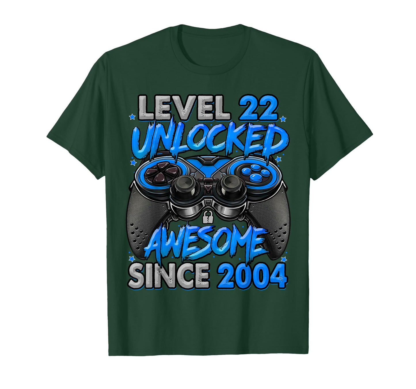 Level 22 Unlocked Awesome Since 2004 22nd Birthday Gaming T-Shirt